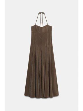 ZARA FLUID HALTER VOLUME MIDI DRESS